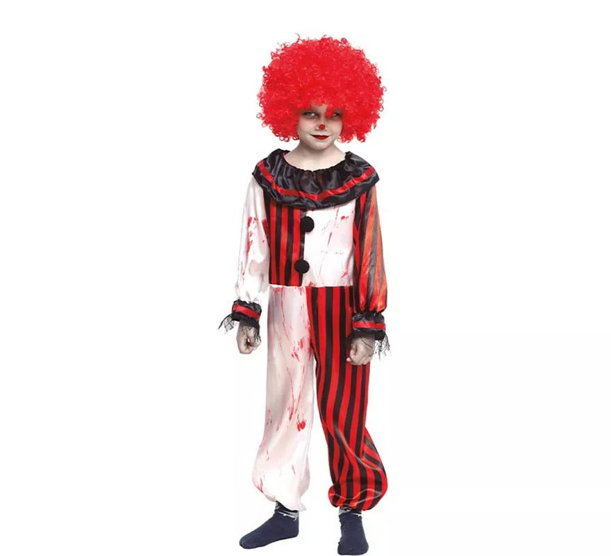 Disfraz de Payaso a Rayas con Sangre para niños