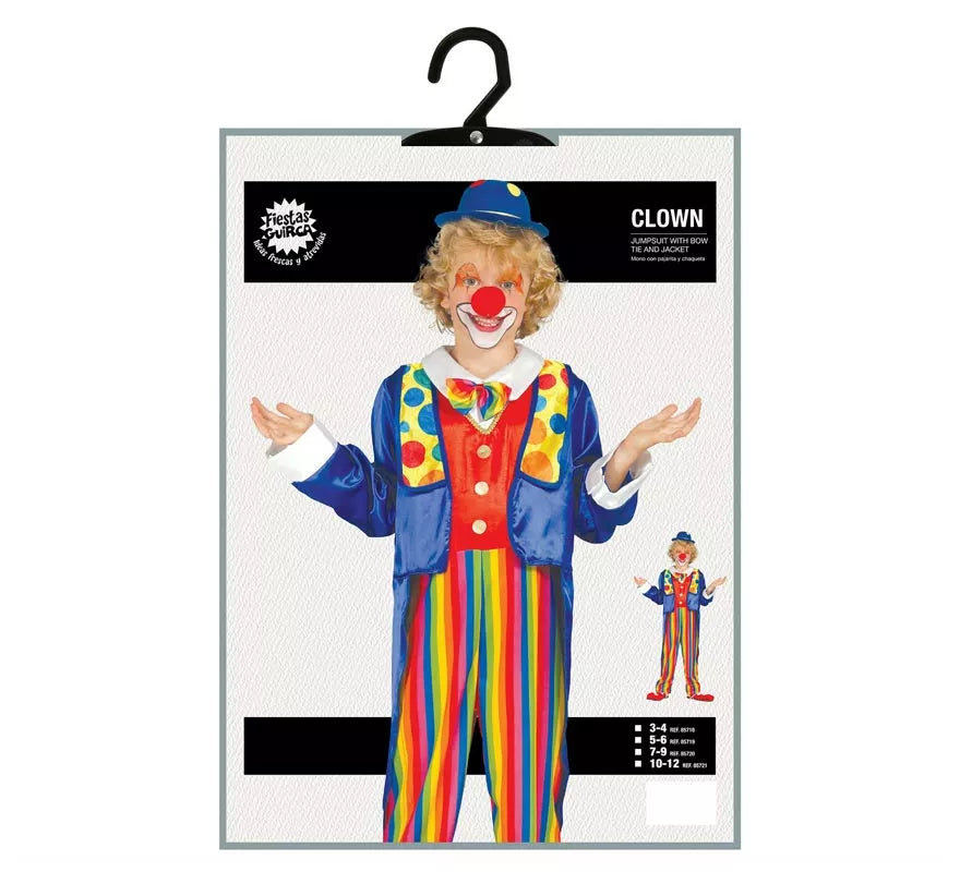 Disfraz de Payaso a rayas multicolores para niño