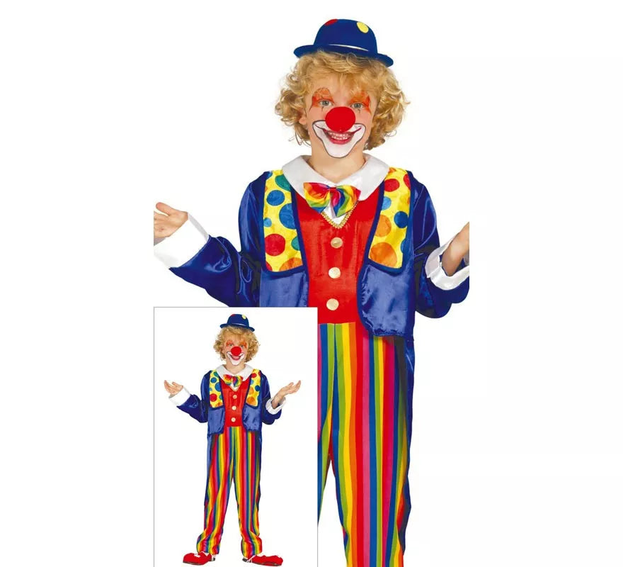 Disfraz de Payaso a rayas multicolores para niño