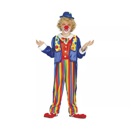 Disfraz de Payaso a rayas multicolores para niño