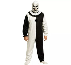 Black and white killer clown costume for men
