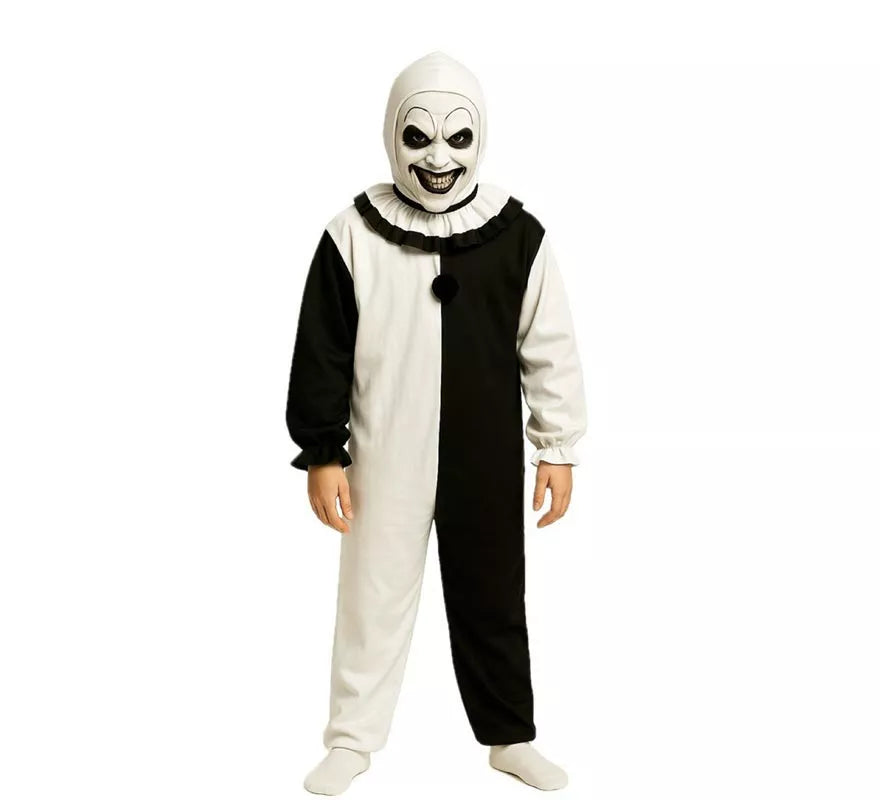 Translation missing: en.Disfraz de Payaso Asesino blanco y negro para niño