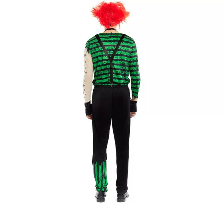 Disfraz de Payaso Asesino verde y negro para hombre