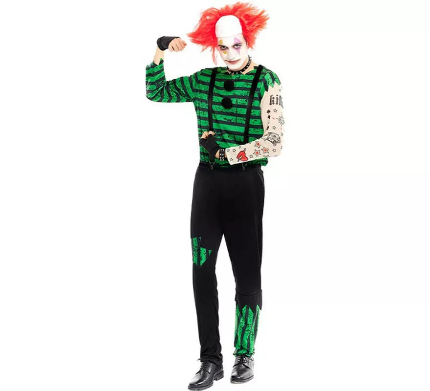 Translation missing: en.Disfraz de Payaso Asesino verde y negro para hombre