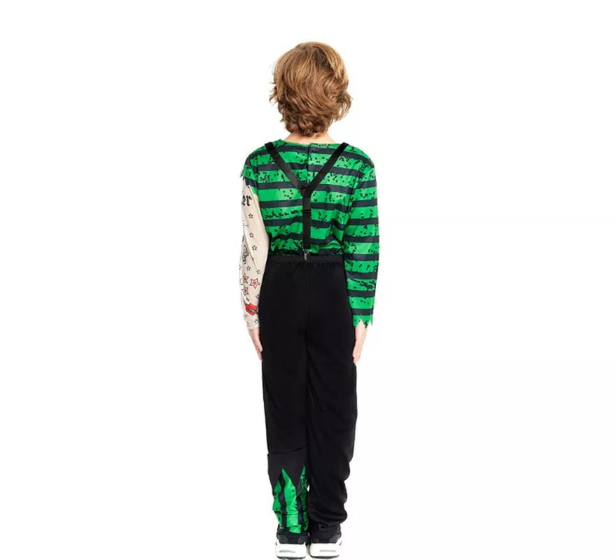 Translation missing: en.Disfraz de Payaso Asesino verde y negro para niño