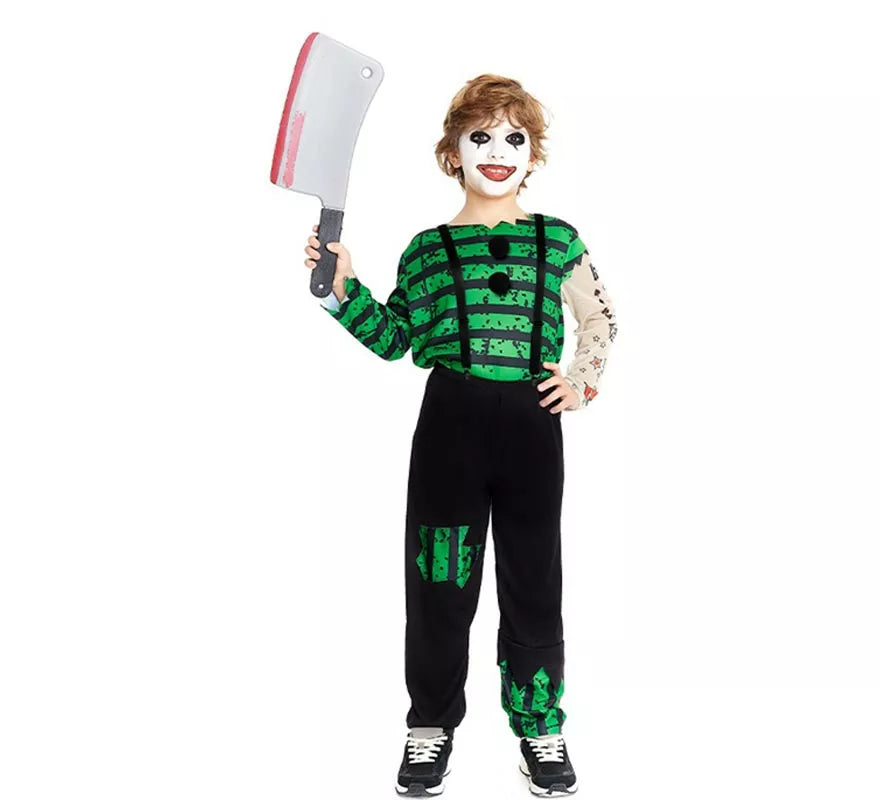 Disfraz de Payaso Asesino verde y negro para niño