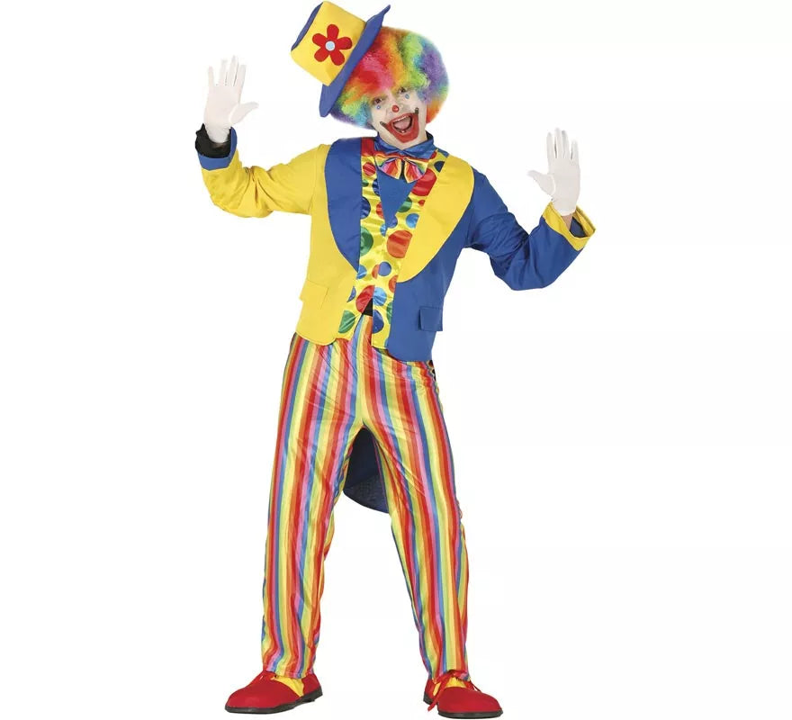 Disfraz de Payaso Azul y Amarillo para hombre