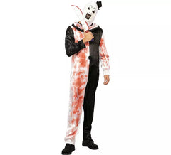Costume da clown bianco e nero con sangue finto per uomo