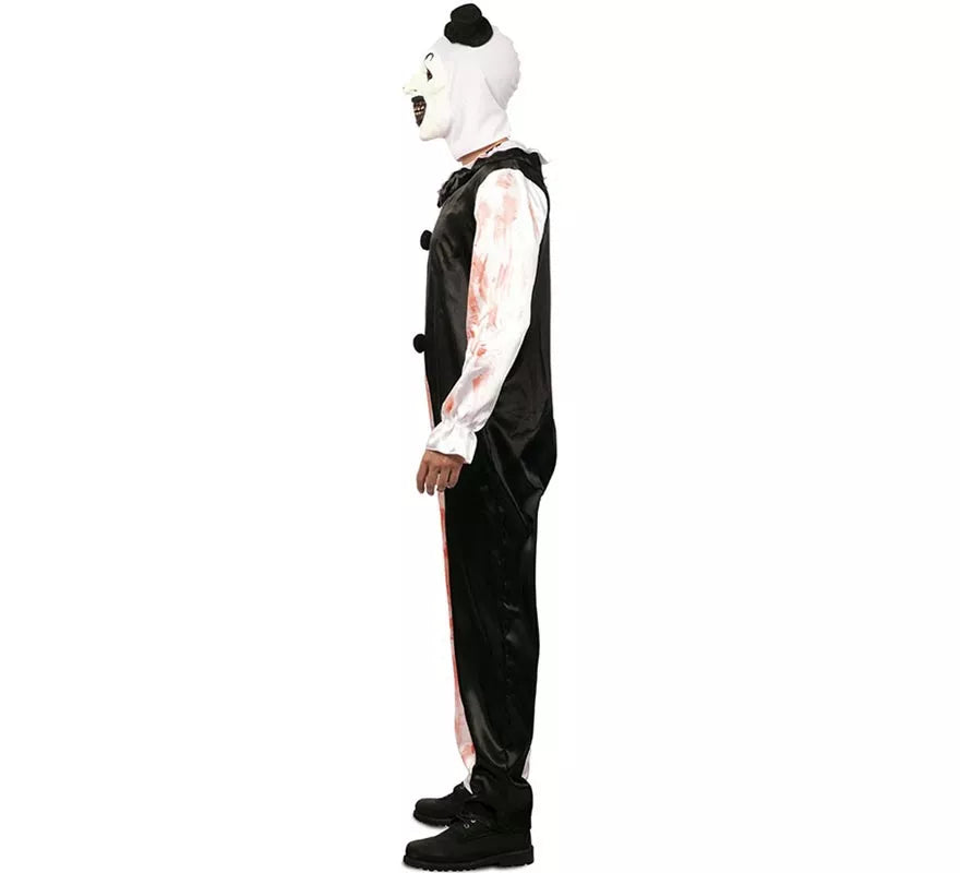 Disfraz de Payaso blanco y negro con sangre falsa para hombre