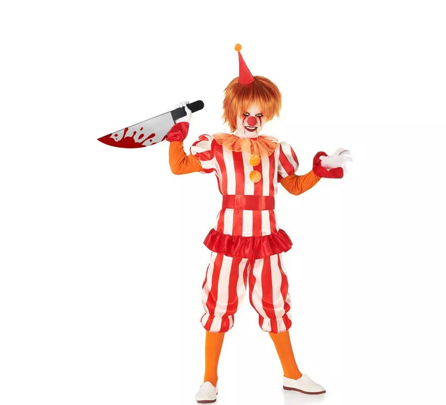 Disfraz de Payaso de Circo rojo y blanco para niño