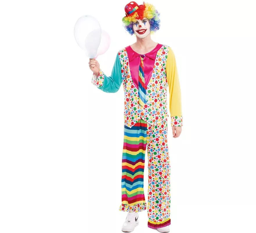 Disfraz de Payaso lunares y rayas para hombre