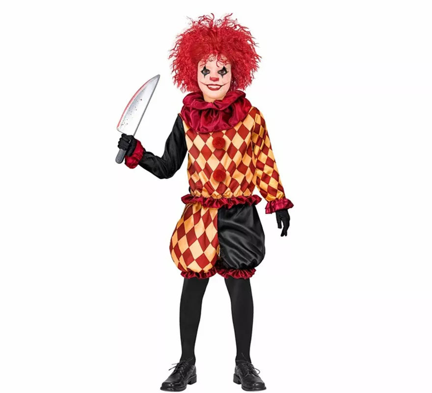 Disfraz de Payaso Macabro a Cuadros para niño