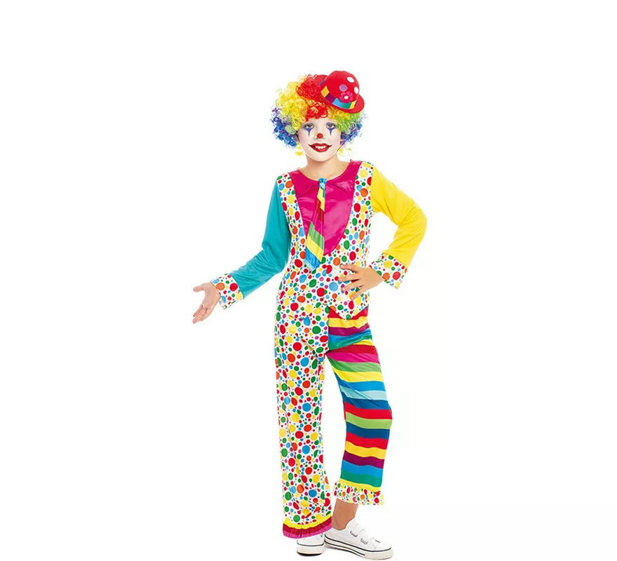 Translation missing: en.Disfraz de Payaso Multicolor con Corbata para niño