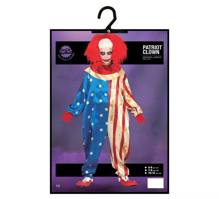 Disfraz de Payaso Patriota Malvado para niños