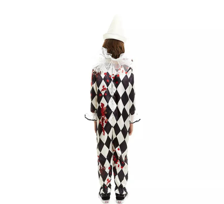 Translation missing: en.Disfraz de Payaso Pierrot Asesino con gorro para niño