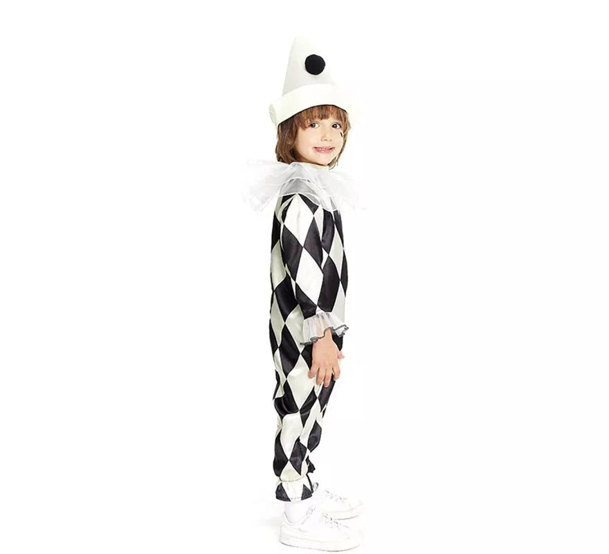 Translation missing: en.Disfraz de Payaso Pierrot rombos con sombrero para bebé y niño