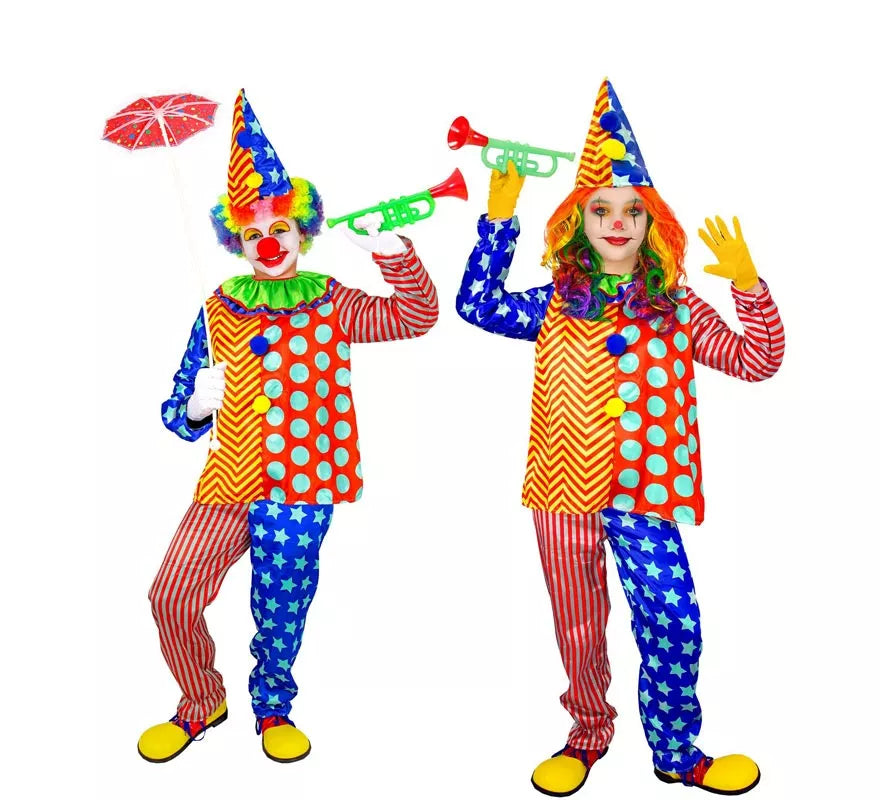 Translation missing: en.Disfraz de Payaso rayas y lunares para niños y adolescente