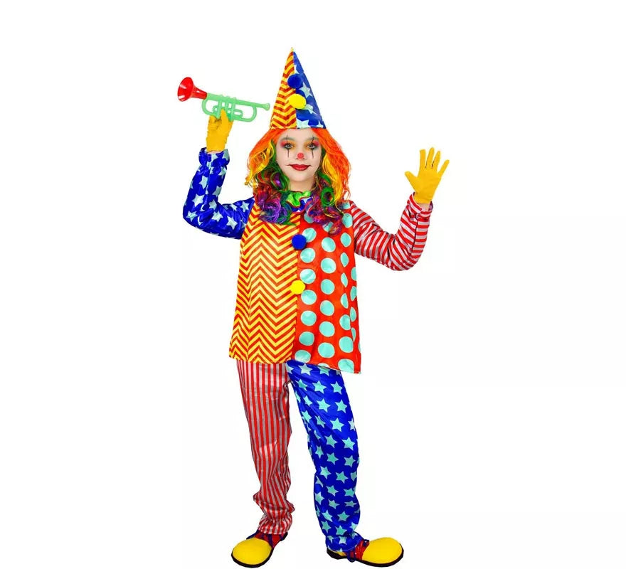 Disfraz de Payaso rayas y lunares para niños y adolescente