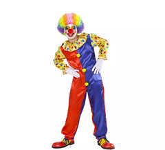 Red and blue clown costume for children and teenagers
