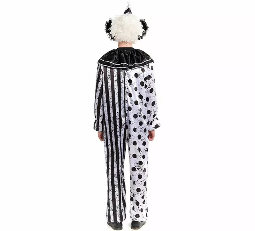 Disfraz de Payaso Terrorífico blanco y negro para hombre