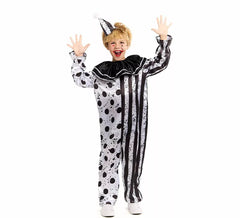 Black and white scary clown costume for children