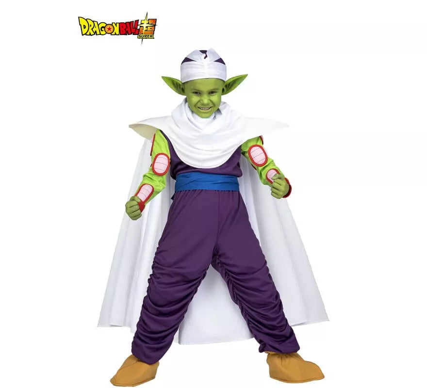 Disfraz de Piccolo de Dragon Ball con orejas y maquillaje para niño