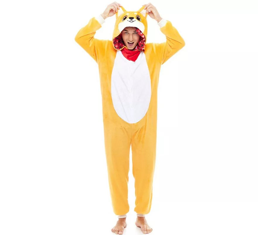 Disfraz de Pijama Aitor Akita naranja para adultos