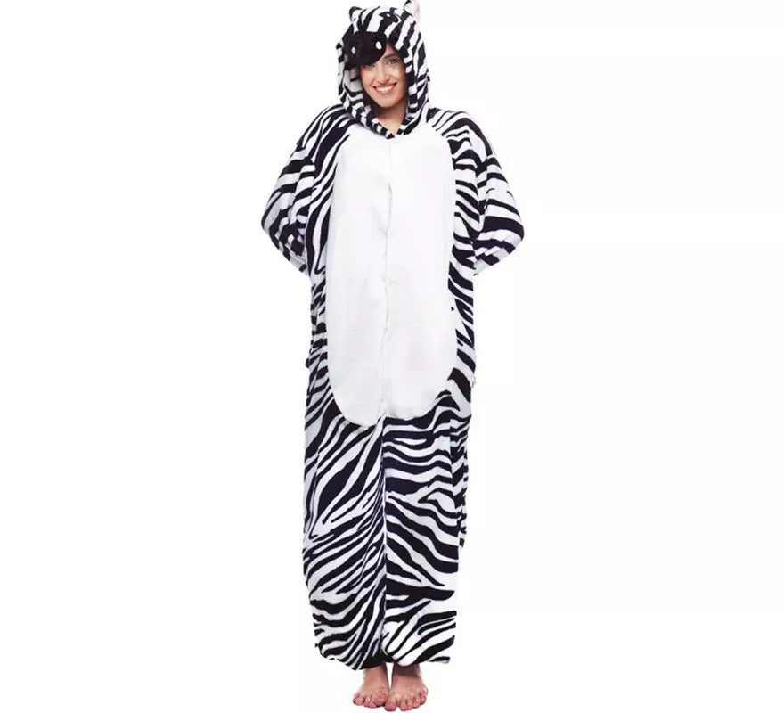 Translation missing: en.Disfraz de Pijama Cebra con capucha para adultos