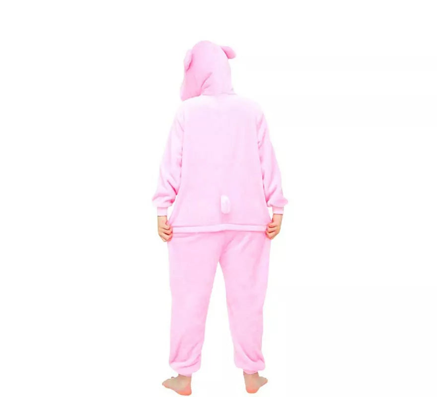 Disfraz de Pijama Cerdo rosa con capucha para niña