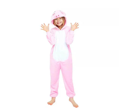 Disfraz de Pijama Cerdo rosa con capucha para niña