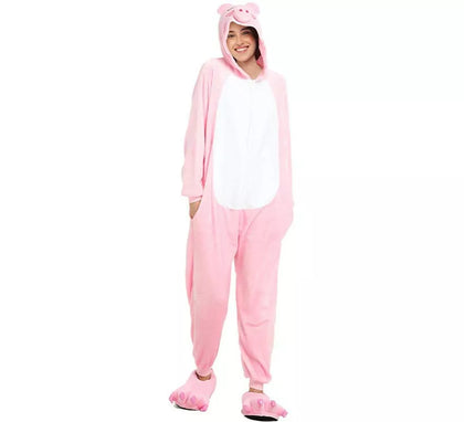 Disfraz de Pijama Cerdo rosa suave para adultos