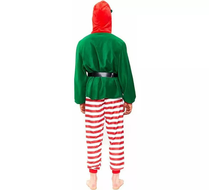 Disfraz de Pijama Elfo a rayas rojo para hombre