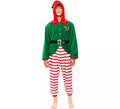 Disfraz de Pijama Elfo a rayas rojo para hombre