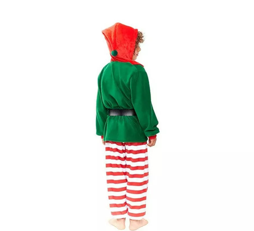Translation missing: en.Disfraz de Pijama Elfo verde a rayas para niño