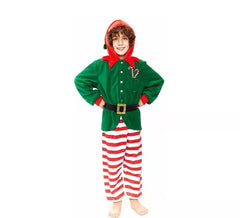 Green Striped Elf Pajamas Costume for Boys