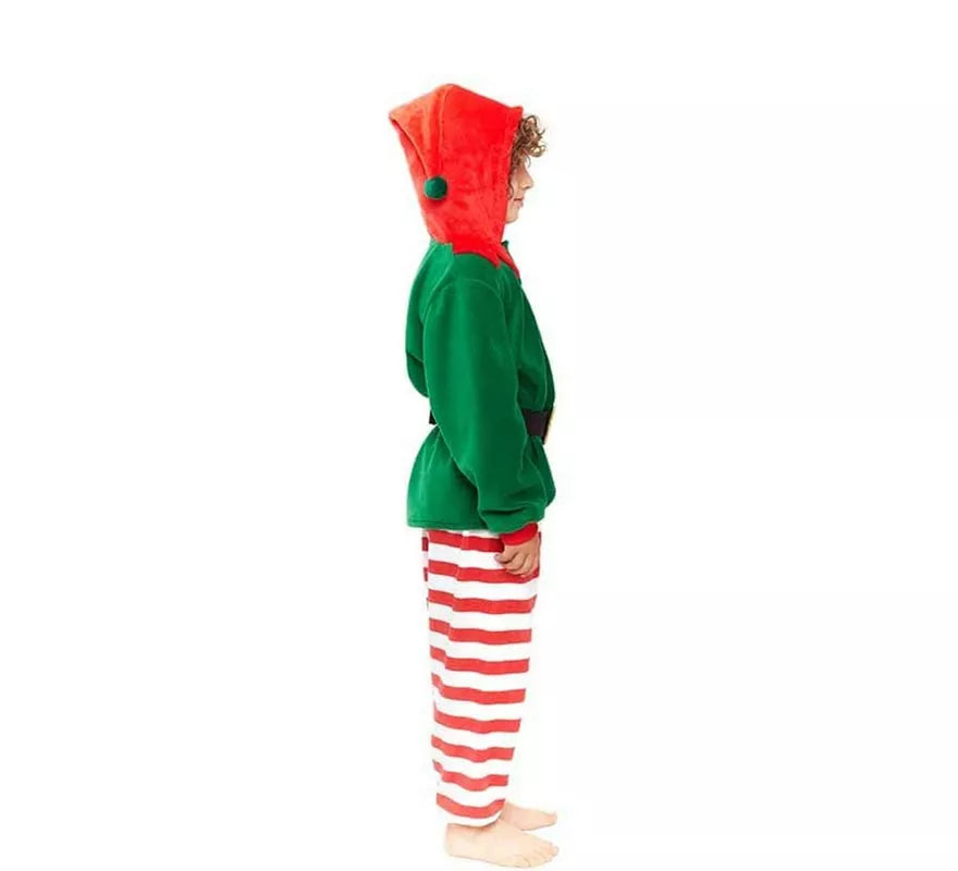 Disfraz de Pijama Elfo verde a rayas para niño