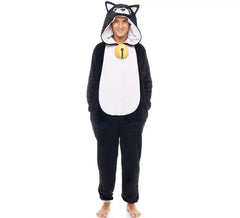 Black cat with bell pajama costume for adults