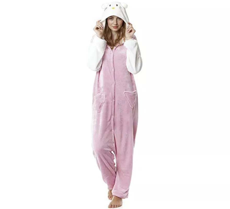 Disfraz de Pijama Gato rosa para adultos