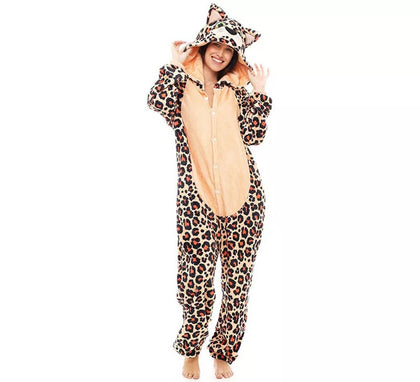 Disfraz de Pijama Leopardo marrón para adultos