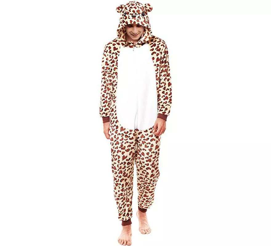 Translation missing: en.Disfraz de Pijama Leopardo marrón para adultos