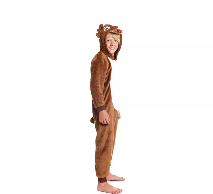 Disfraz de Pijama Lobo marrón con capucha para niño