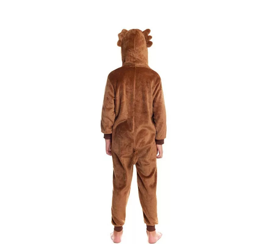 Translation missing: en.Disfraz de Pijama Lobo marrón con capucha para niño