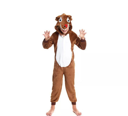 Disfraz de Pijama Lobo marrón con capucha para niño