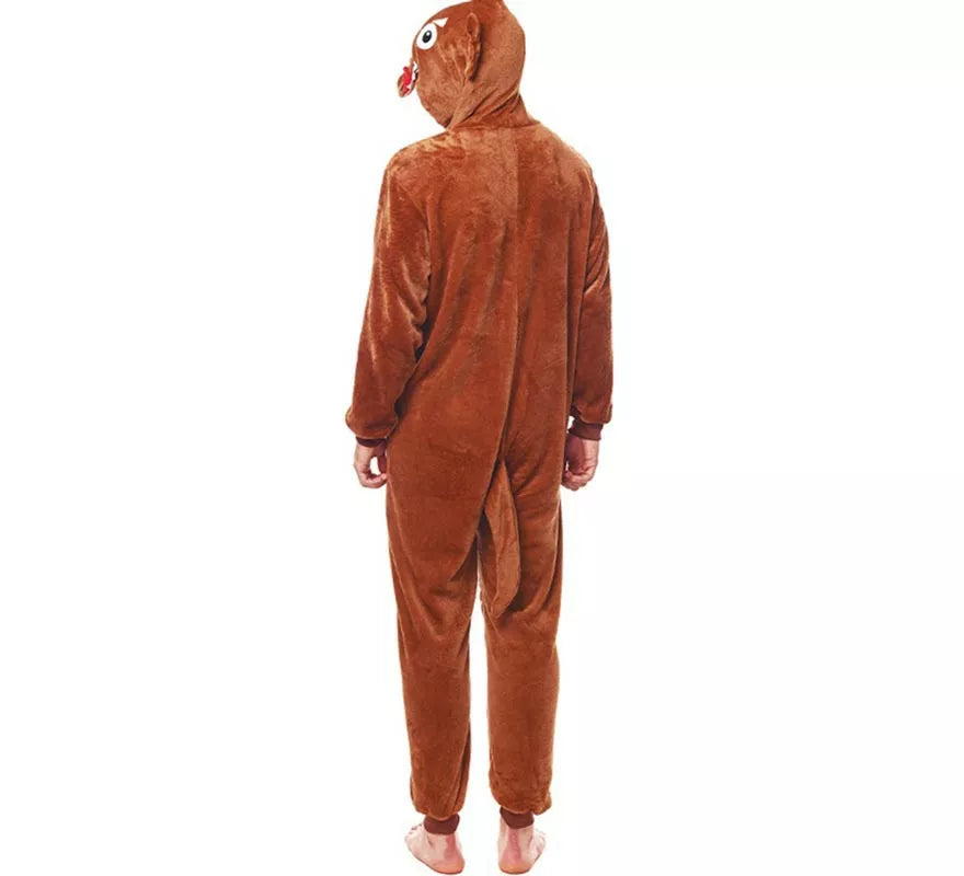 Disfraz de Pijama Lobo marrón oscuro para adultos