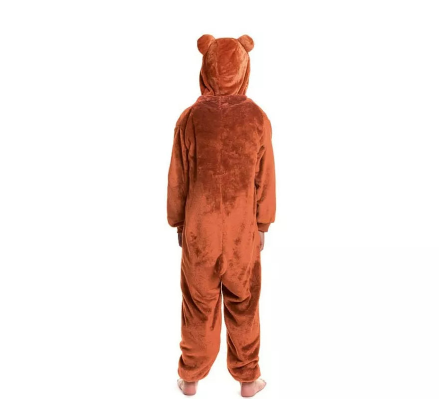 Disfraz de Pijama Mono marrón con capucha para niño