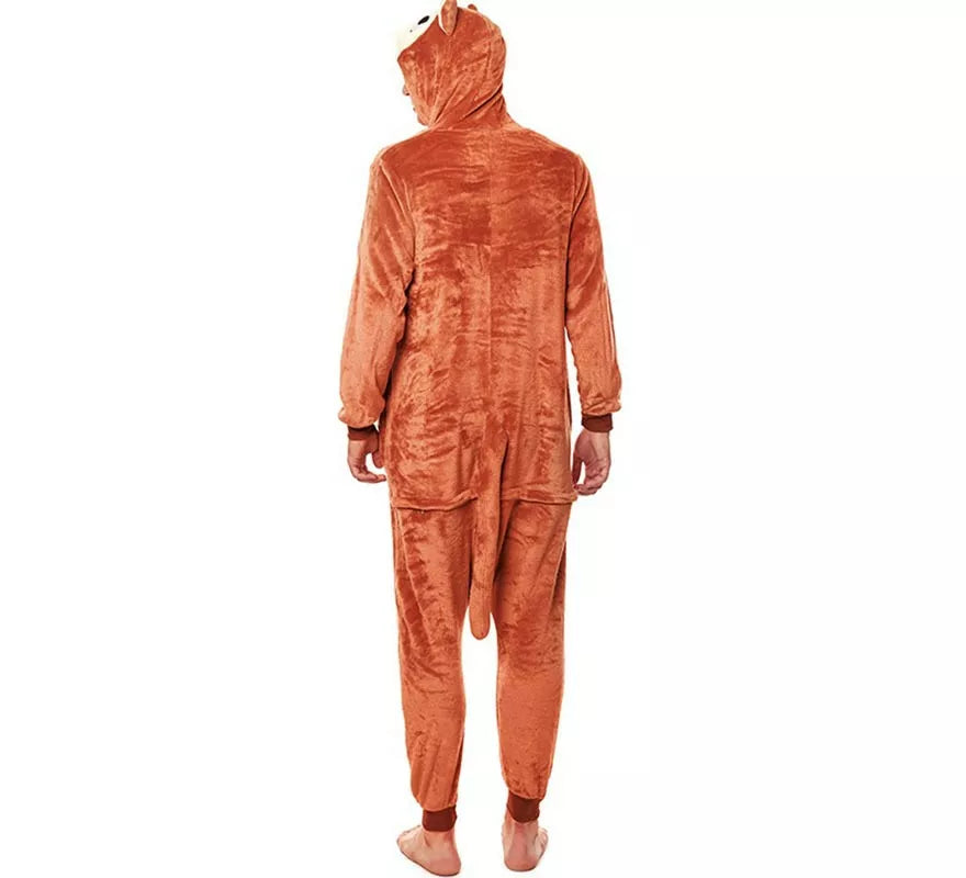 Translation missing: en.Disfraz de Pijama Mono marrón con orejas para adultos