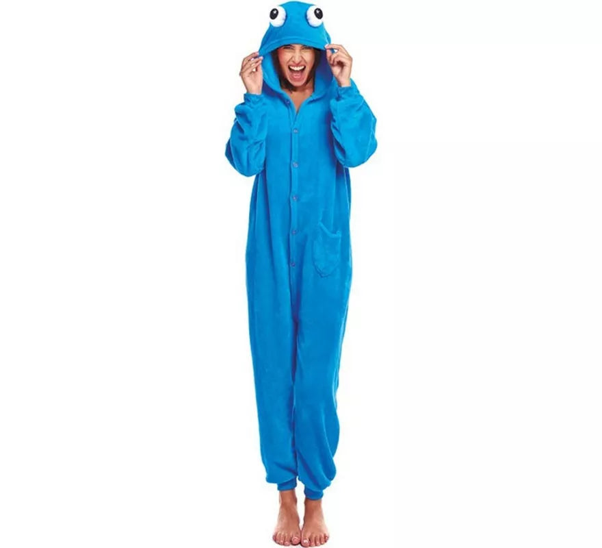 Disfraz de Pijama Monstruo azul ojos grandes para mujer