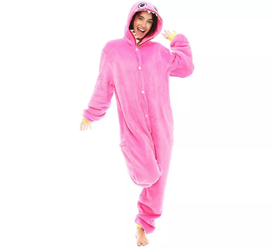 Disfraz de Pijama Monstruo rosa para adultos