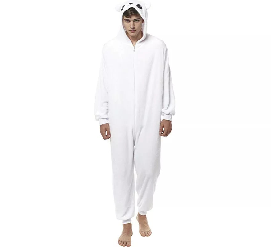 Disfraz de Pijama Oso blanco con orejas para adultos