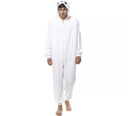 Disfraz de Pijama Oso blanco con orejas para adultos